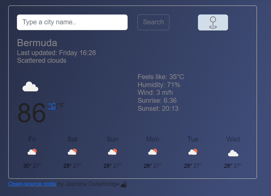 images showing my weather app project